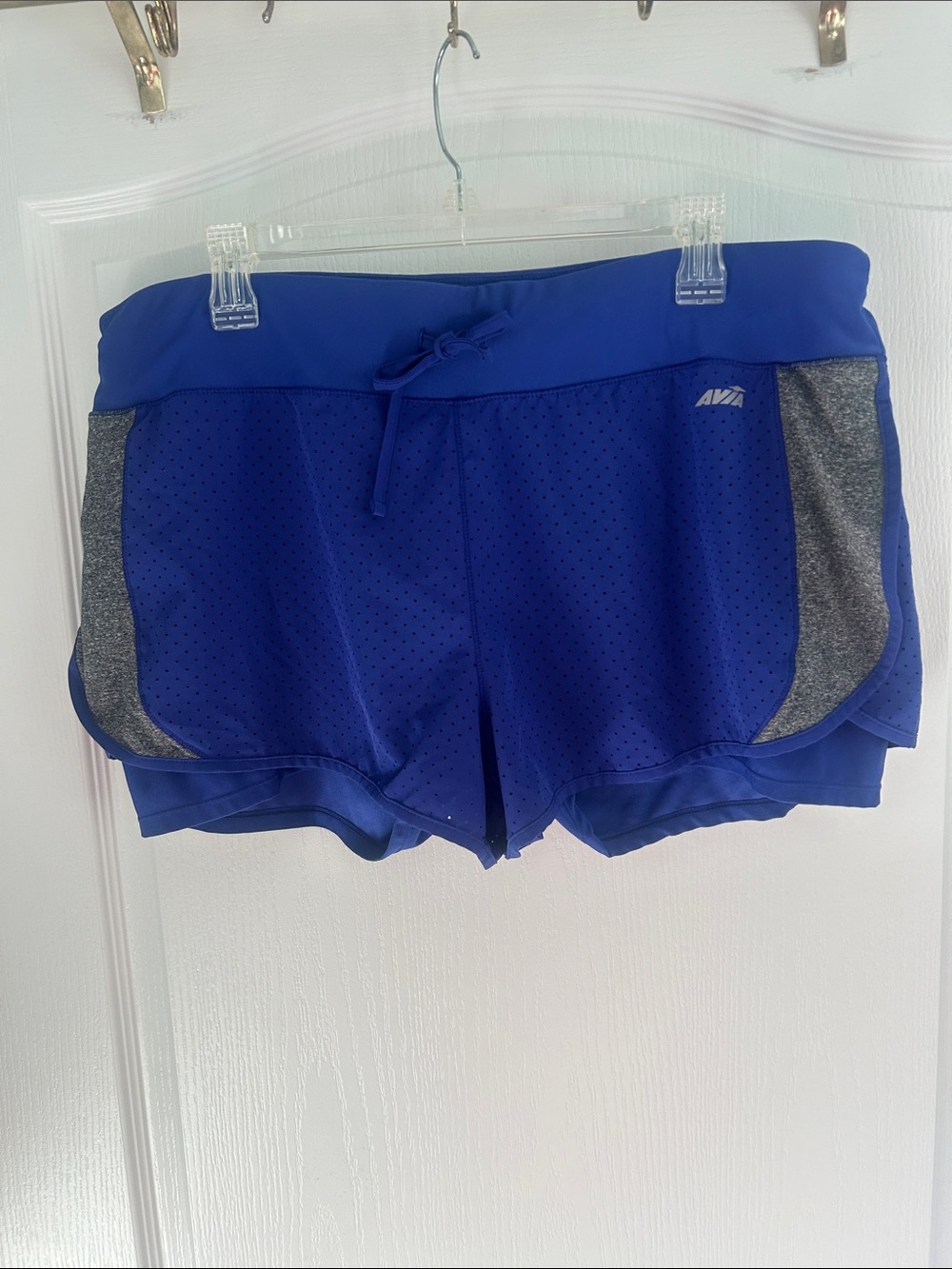 AVIA Women's Blue Athletic Shorts with Grey Panels xxl